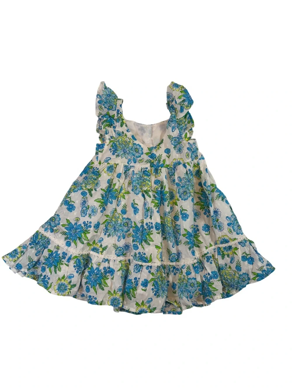 Happily Grey. Girls Blue & Green Floral Ruffle dress. Size 2T. Summer.
